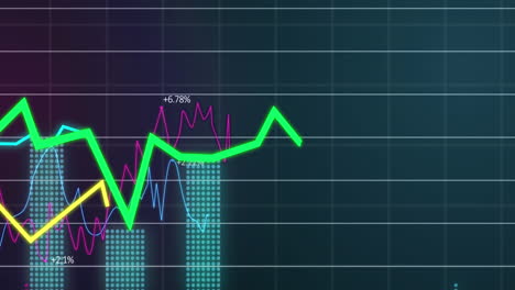 animación del procesamiento de datos financieros sobre un fondo oscuro