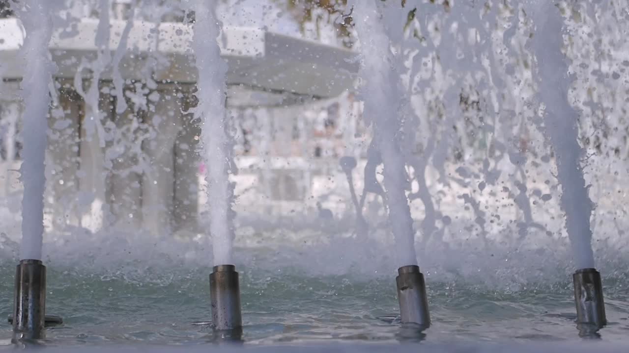 Close-up of Water Fountain Jets