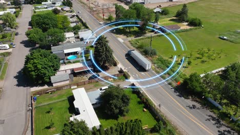 camión semi autónomo que navega por las calles suburbanas
