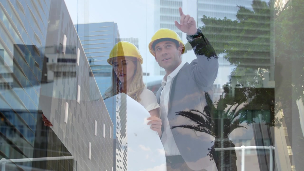 Video digital muestra animación de datos financieros con profesionales de negocios