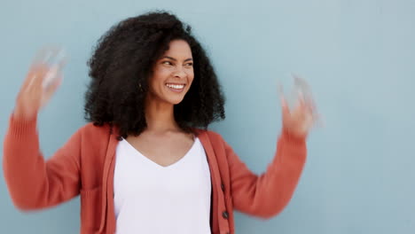 success excited, black woman winning