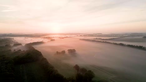 misty sunrise over the countryside