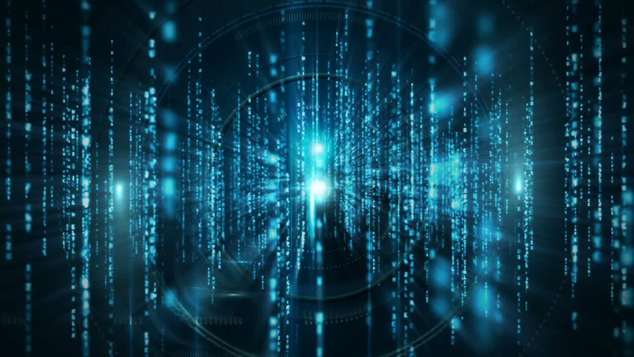 animación de luces azules a través de la lente de la cámara