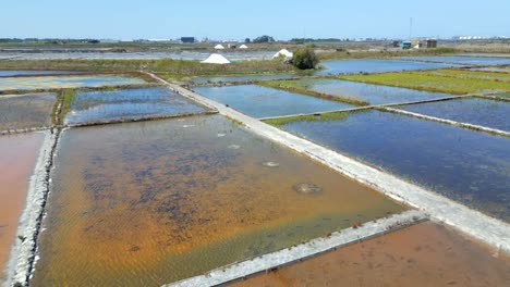 aerial view of the salt flats in aveiro, portugal