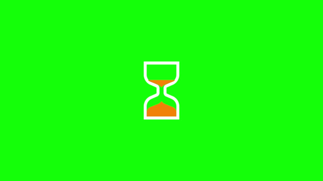 Hourglass Loading Cursor animation loop animation. Hourglass loader. 4K resolution animation on chromakey green background.