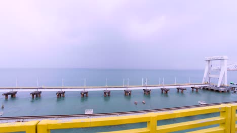 under construction pamban bridge on palk strait river in rameswaram in tamilnadu india