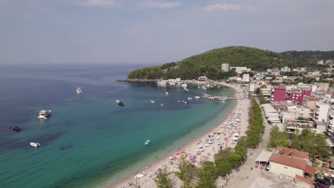 Aerial-Flying-Towards-Sfageio-Beach-Coastline-In-Himare,-Albania