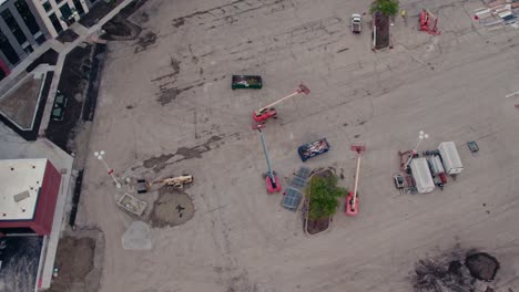 construction equipment on a huge parking lot in vernon hills illinois