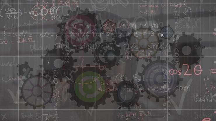 Animation af matematiske formler over roterende tandhjul
