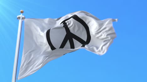 pacifist symbol waving in white flag at wind, slow. loop