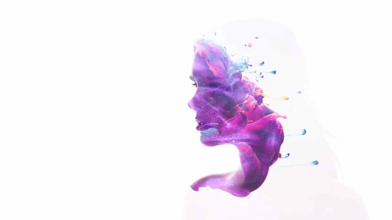 retrato de arte belleza interior tinta remolino cabeza femenina