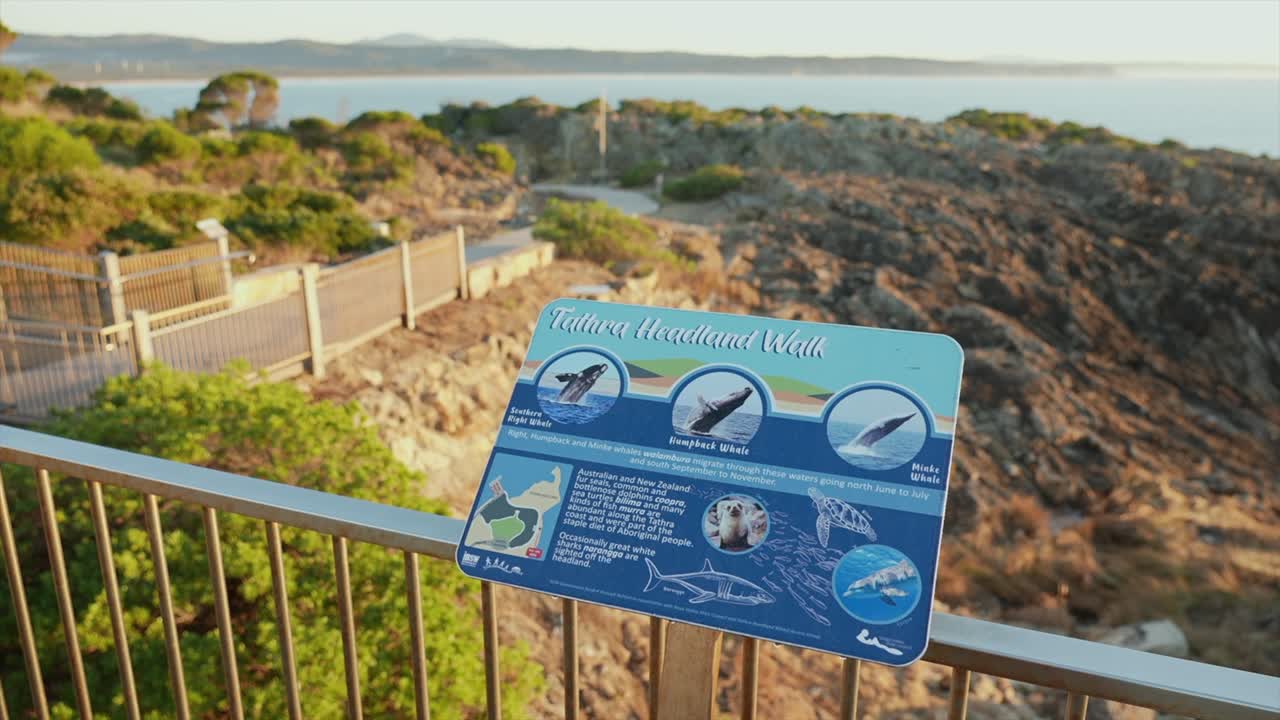 Tourist information signage at Tathra headland, New South Wales, Australia