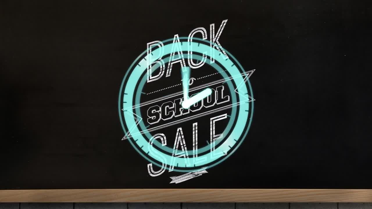 학교로 돌아가는 텍스트와 시계의 애니메이션이 배 위로 움직입니다.