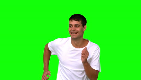 Man-jogging-on-green-screen