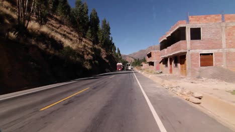 travelling down the road out of cusco