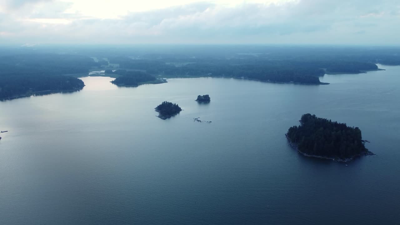 Aerial View of Lake with Islands