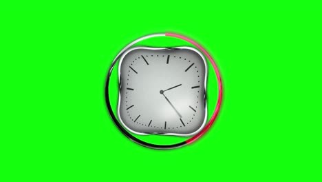 metal clock on green screen