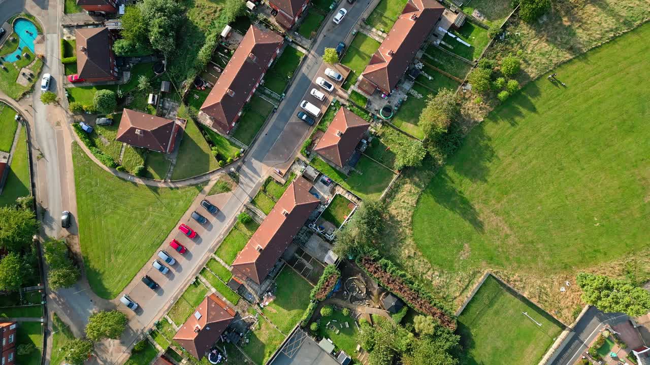 Aerial straight down video footage of the famous Dewsbury Moore estate in the United Kingdom