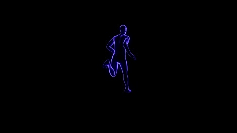 3D animation of a human hologram running with luma matte and also loopable
