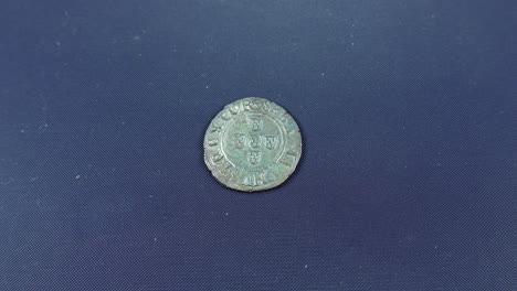 portuguese old silver coin. meio tostao, reign of dom sebastiao. coin collector