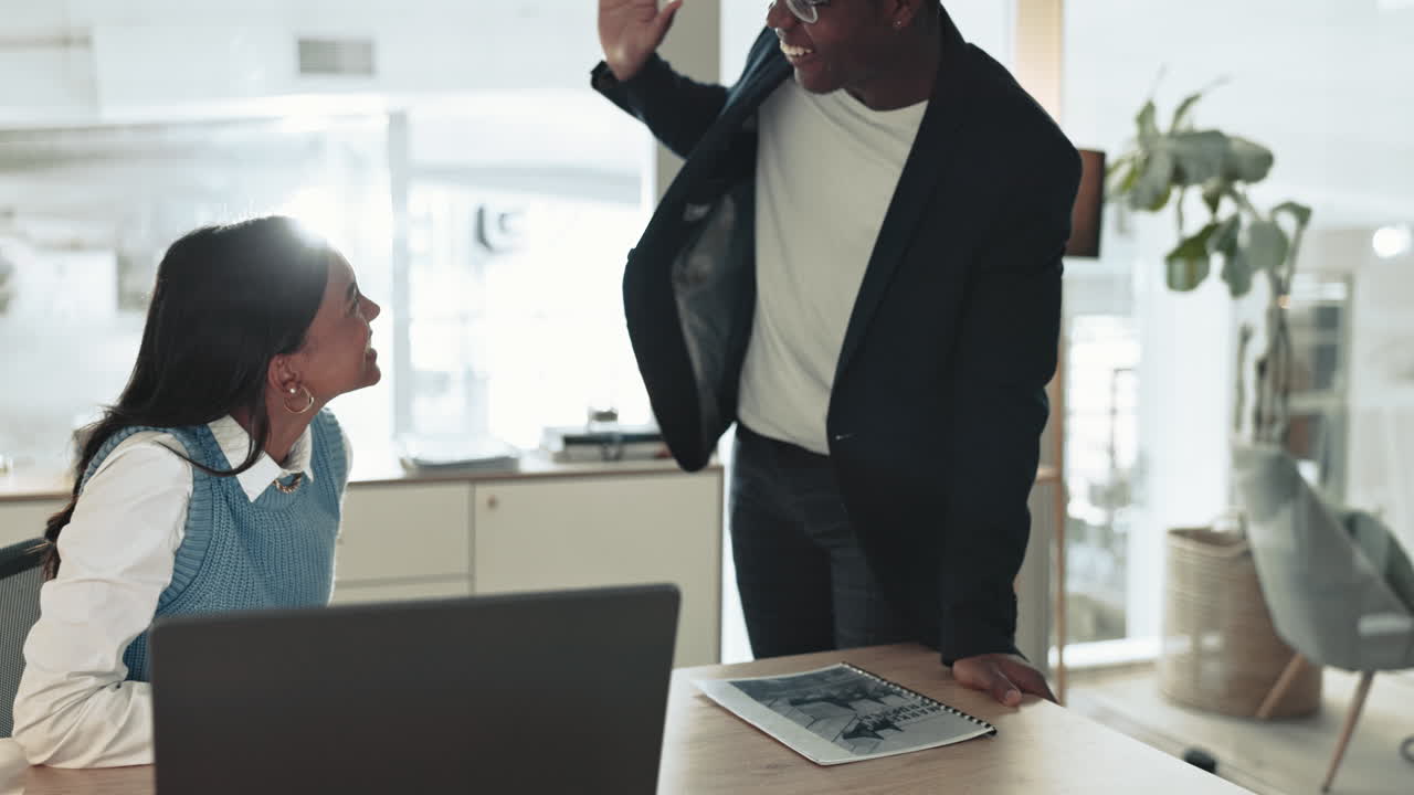 Business woman, man and success with teamwork