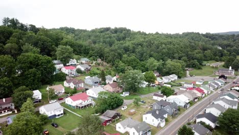 fries virginia aerial flyover of mill houses in textile mill community