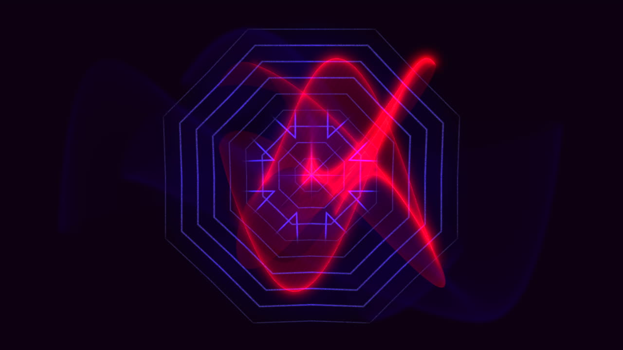 ondas de colores neón y zigzag en degradado negro