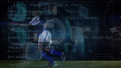animación del procesamiento de datos sobre un jugador de fútbol afroamericano