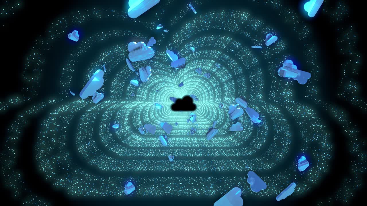 구름 모양 빛 반이는 스트로크 네온 박이는 입자 루프 애니메이션