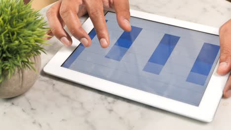 analyzing business data on a tablet