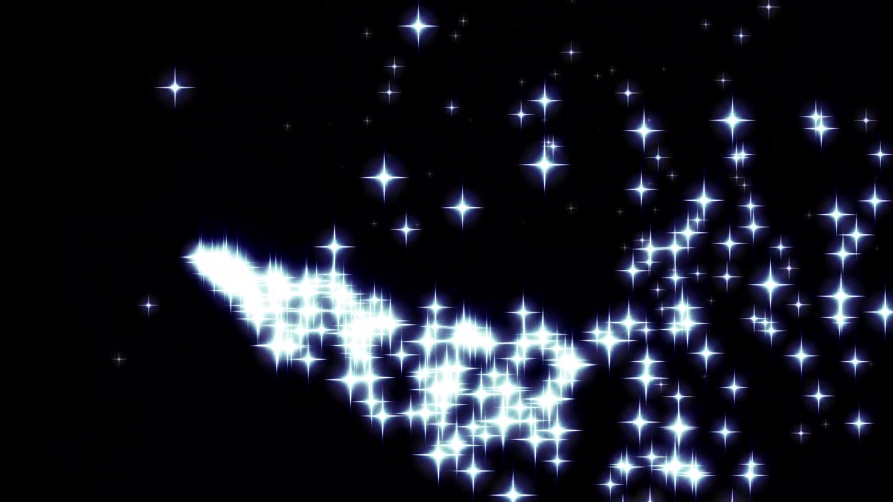 Animated Glowing Star Particles Flowing on Black Background