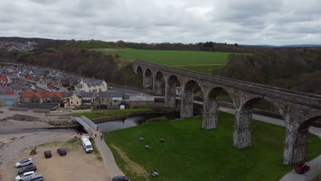 discovering the majesty of cullen viaduct in scotland from the sky in a stock video