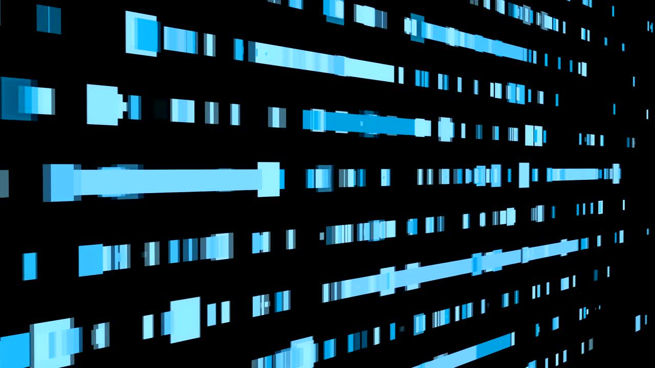 Technological background with fast motion of rectangles. Abstract blue backdrop