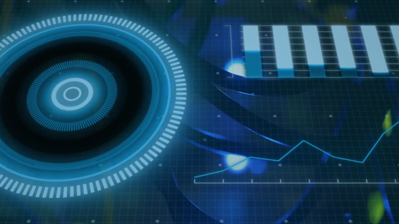 animación del procesamiento de datos en una pantalla digital