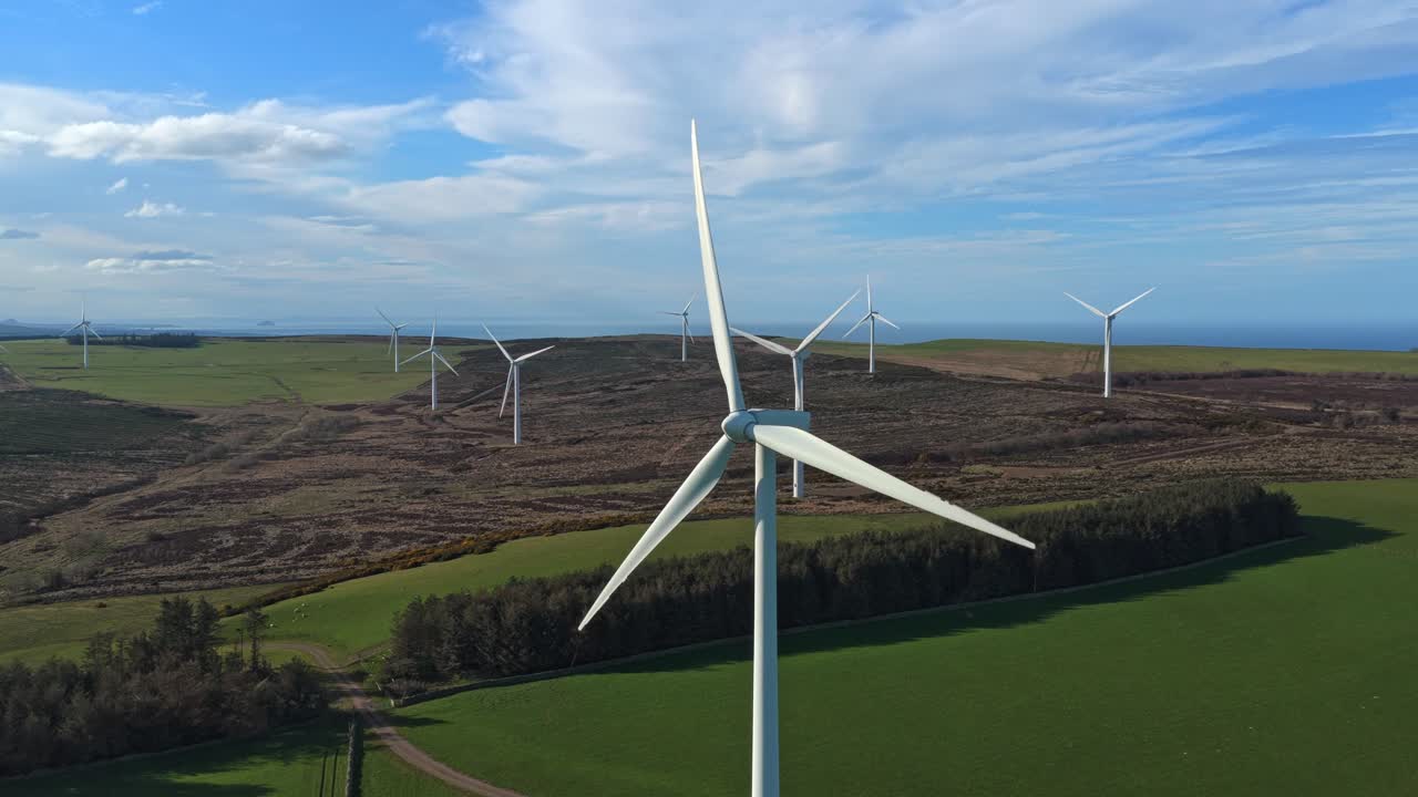 Wind turbine farm generating renewable green energy