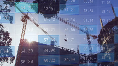animación del procesamiento de datos financieros en el sitio de construcción