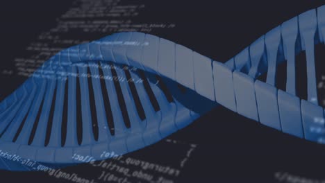 animation of data processing over dna strand on black background