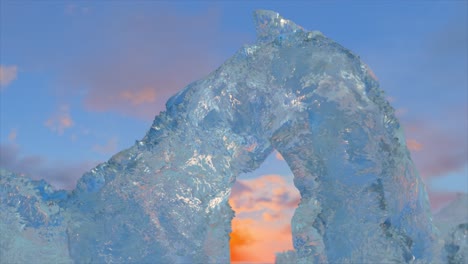 arco de hielo al atardecer