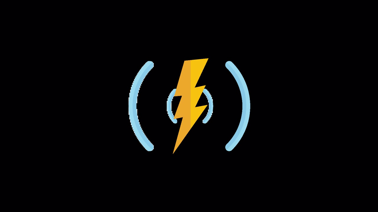 Animating Yellow Lightning Bolt Icon with Wireless Charging Signal
