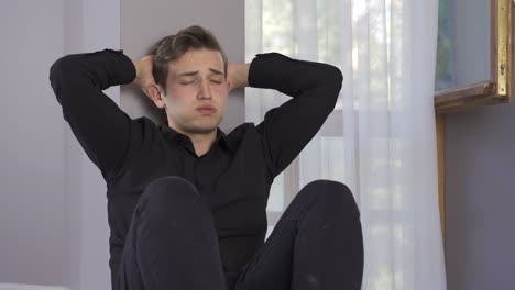 el joven deprimido tiene problemas psicológicos.