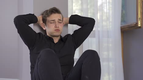 the depressed young man has psychological problems.