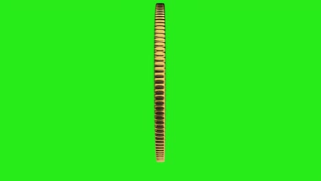 la moneda de oro de nft gira en el fondo de la pantalla verde. animación sin costuras de bucle 3d.