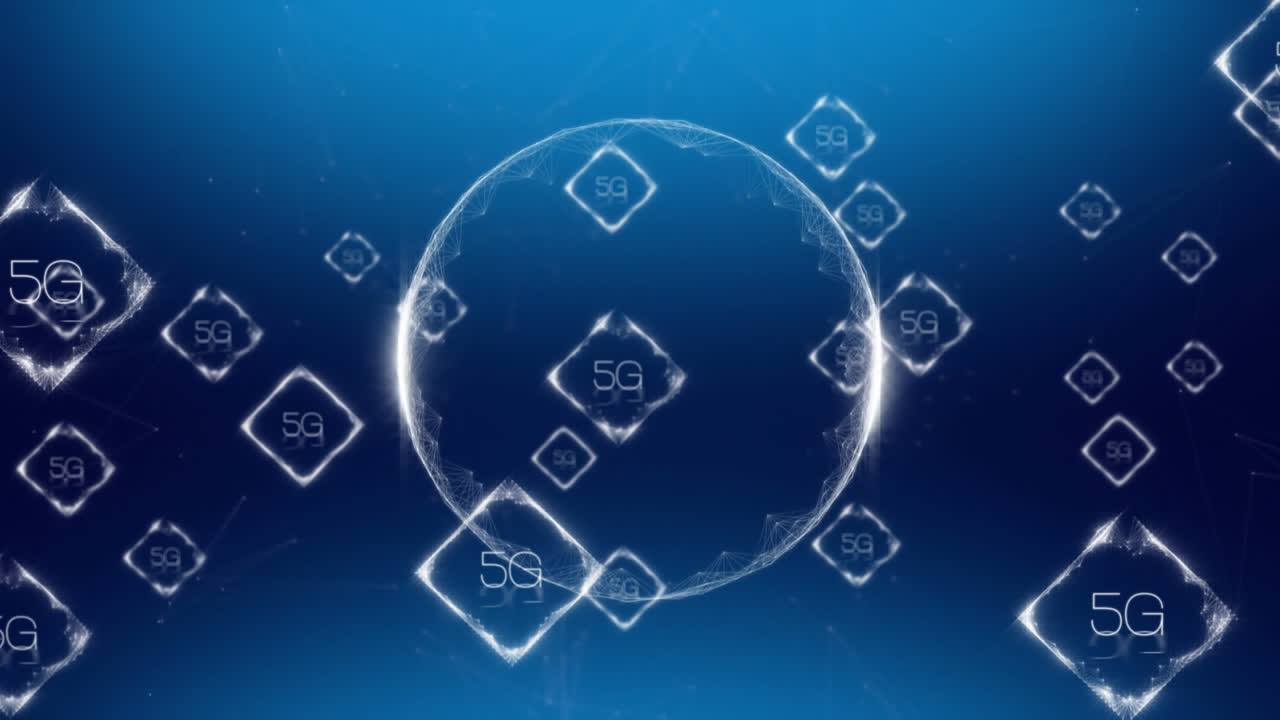 전 세계 5g 텍스트와 연결된 네트워크의 애니메이션