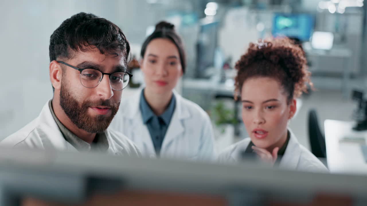 Team of scientists collaborating in a lab