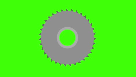 icon of a saw blade tool on a green screen in 4k