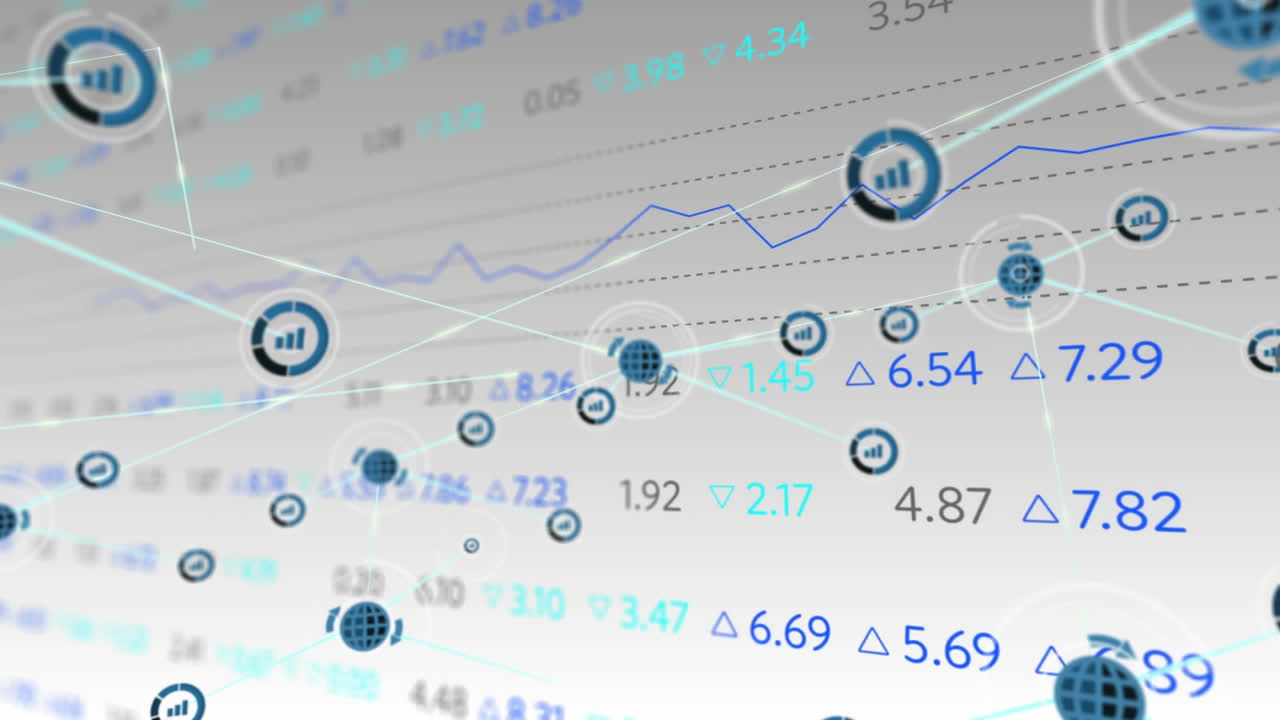 연결 네트워크를 통해 증권거래소 금융 데이터 처리와 함께 라인의 애니메이션