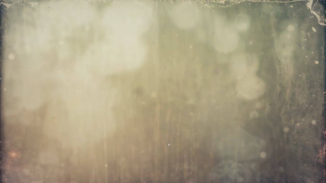 Playing aged parchment filling frame, flickering grain drifting over torn borders for vintage title