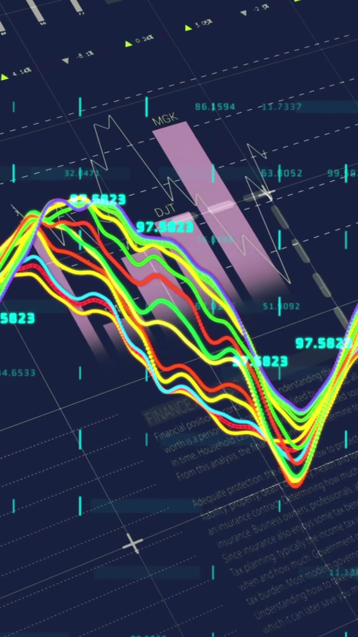 Animation of statistical data processing over grid network against blue background