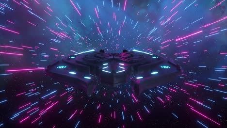 nave espacial futurista en el hiperespacio