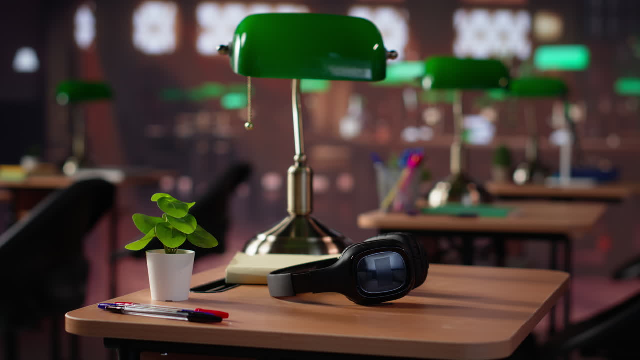 Vertical video empty campus library as a designated space for students to work